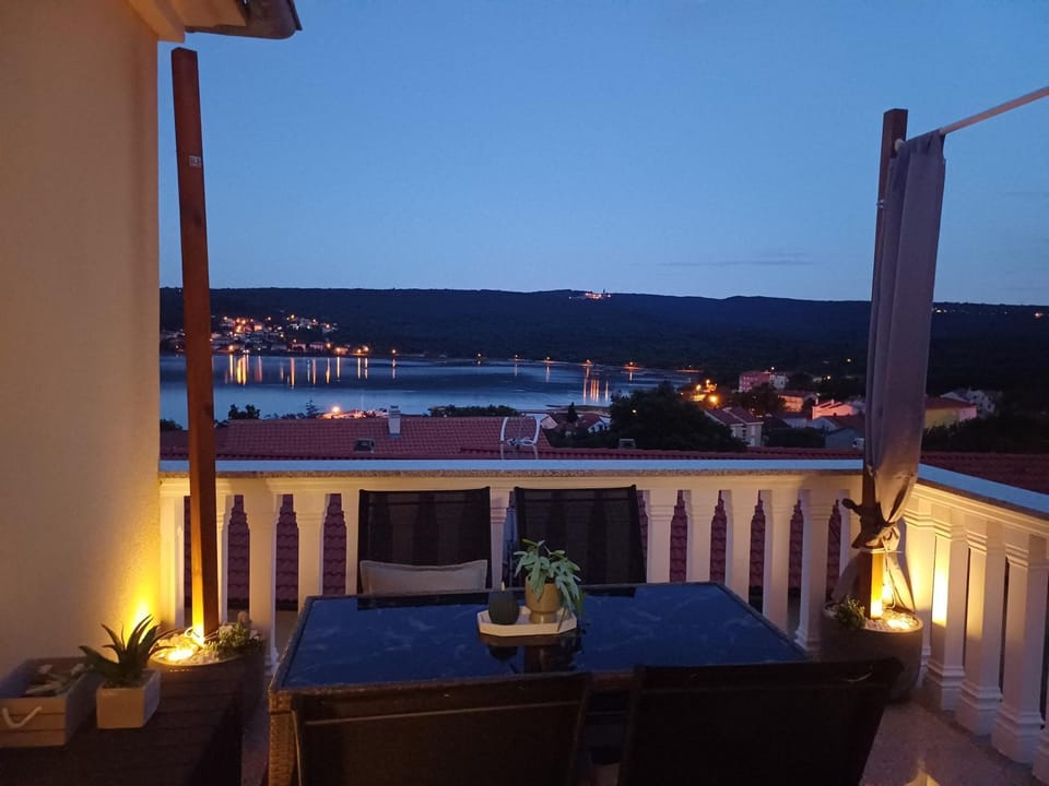 Night, View (from property/room), Balcony/Terrace, Sea view