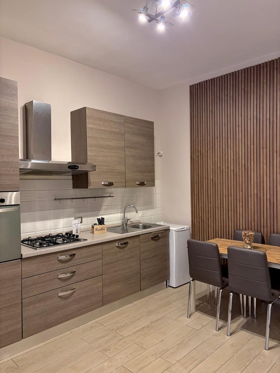 Kitchen or kitchenette, washing machine