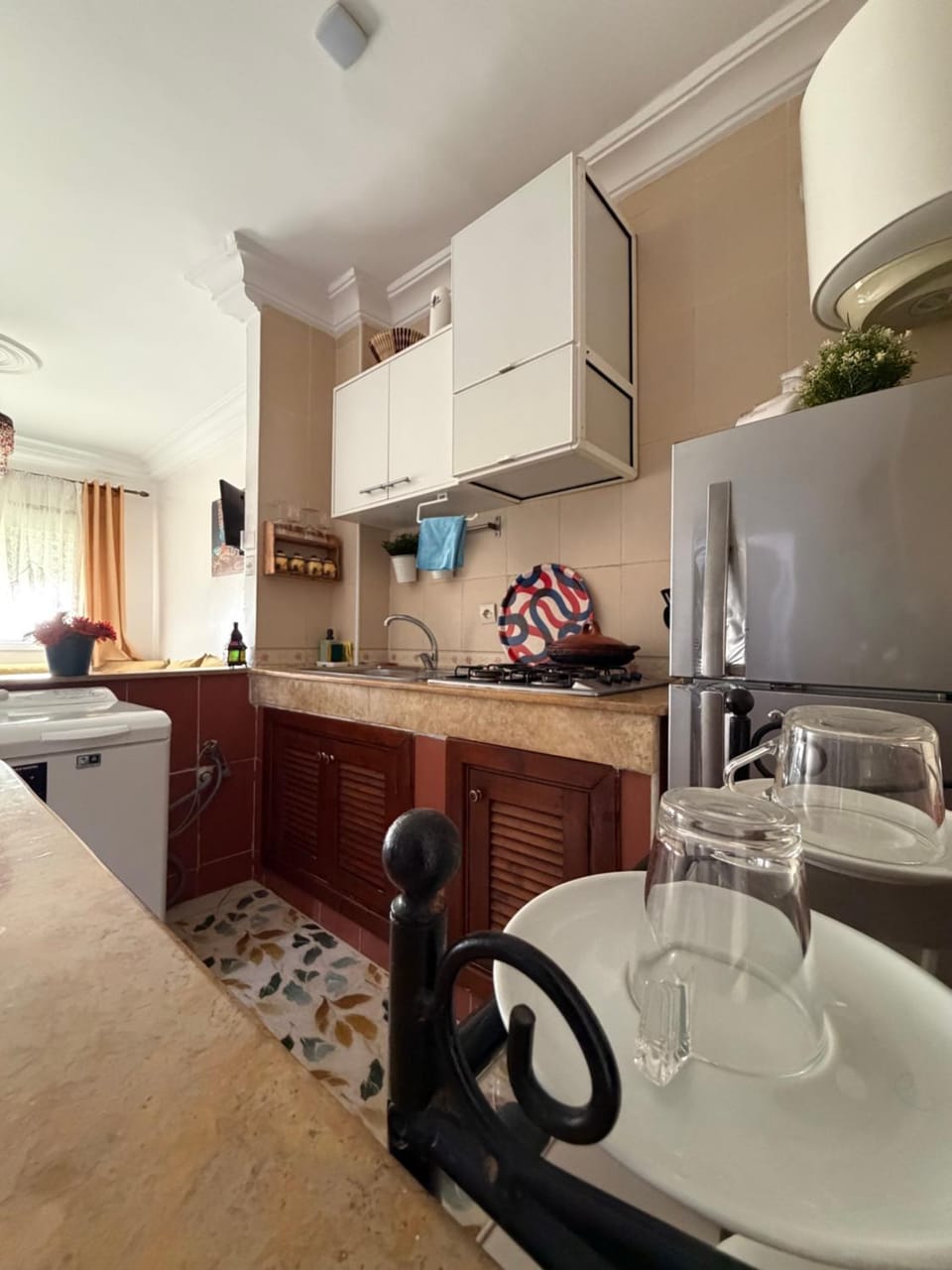 Kitchen or kitchenette, stove, kitchen