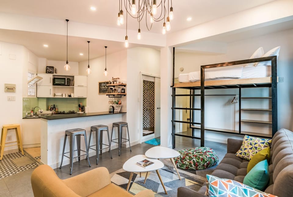 Kitchen or kitchenette, Living room, Dining area