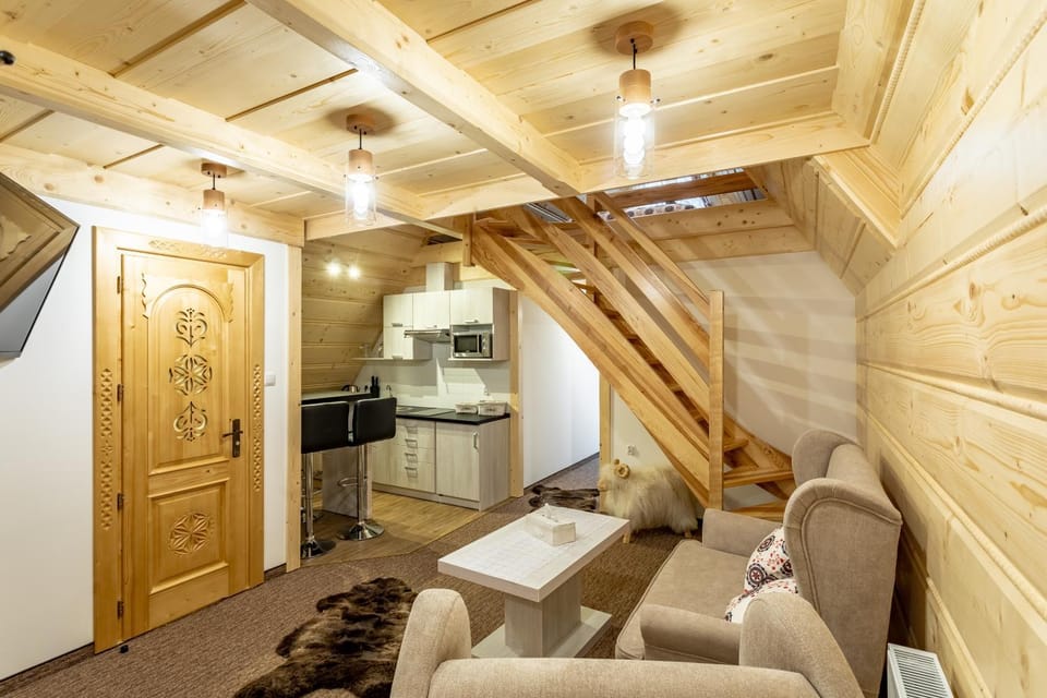Kitchen or kitchenette, Living room, Seating area