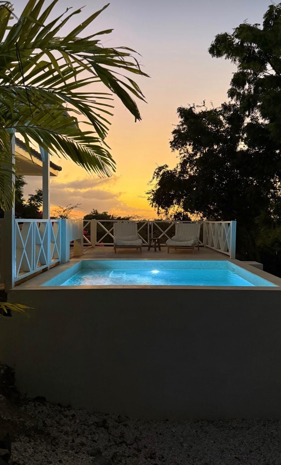 Pool view, Swimming pool, Sunset