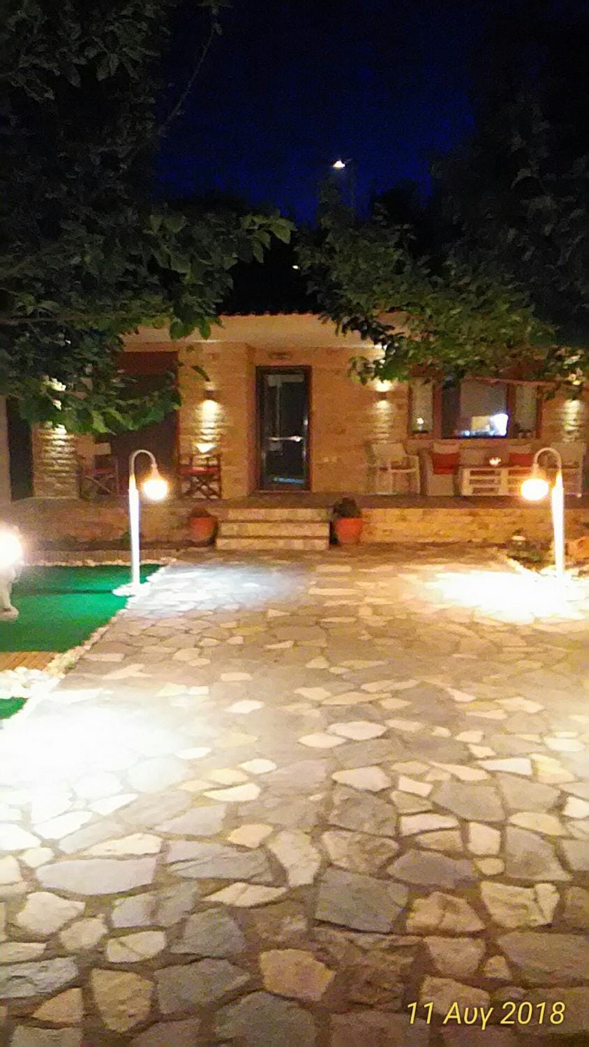 Property building, Facade/entrance, Night, Garden