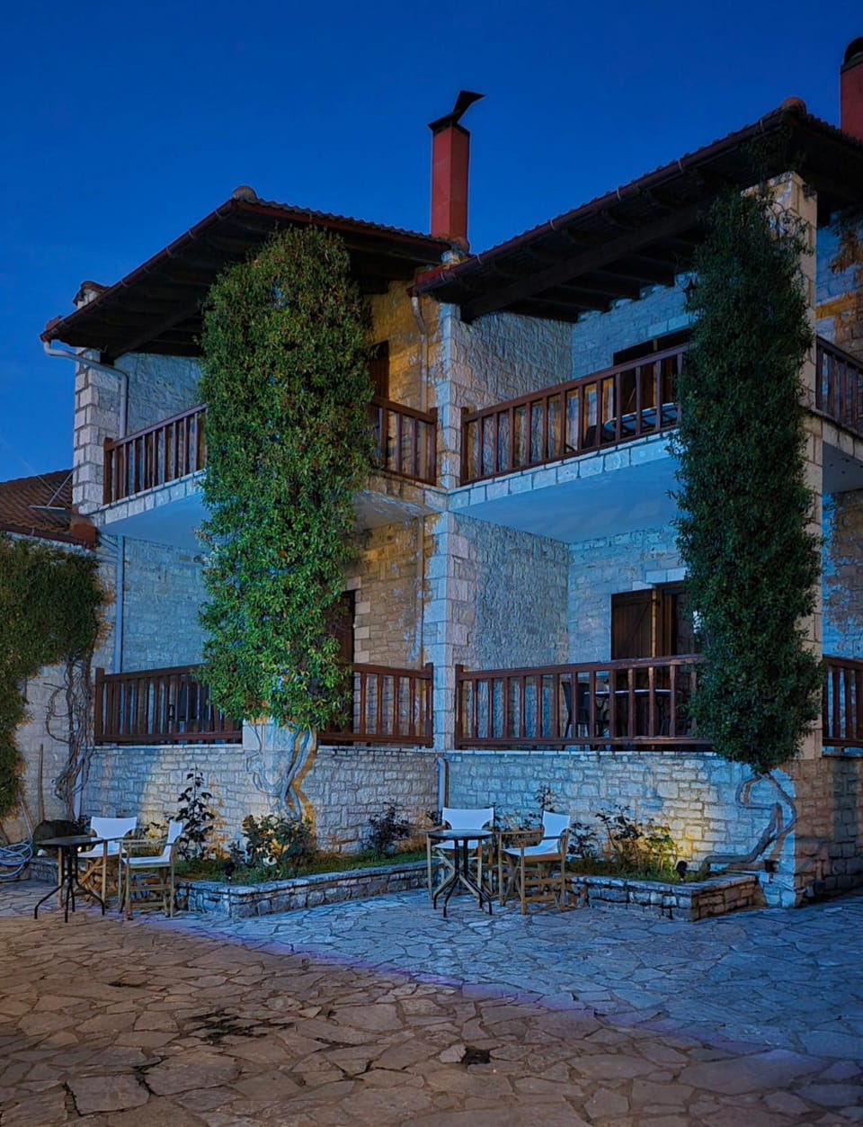 Property building, Patio, Night, Garden, Garden view
