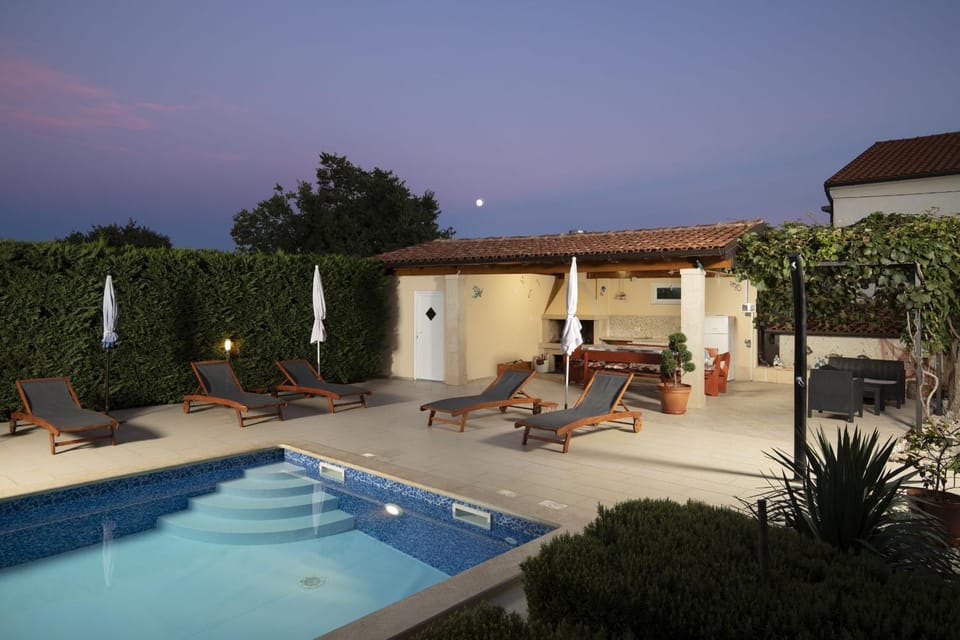 Patio, Night, Swimming pool