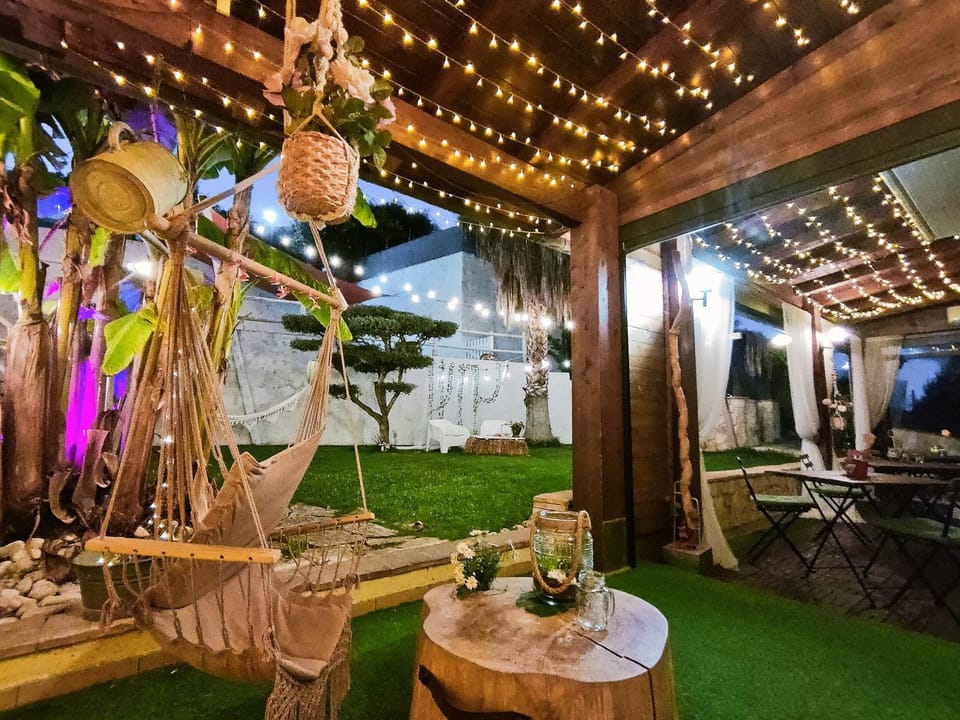 Patio, Night, Garden, Garden view