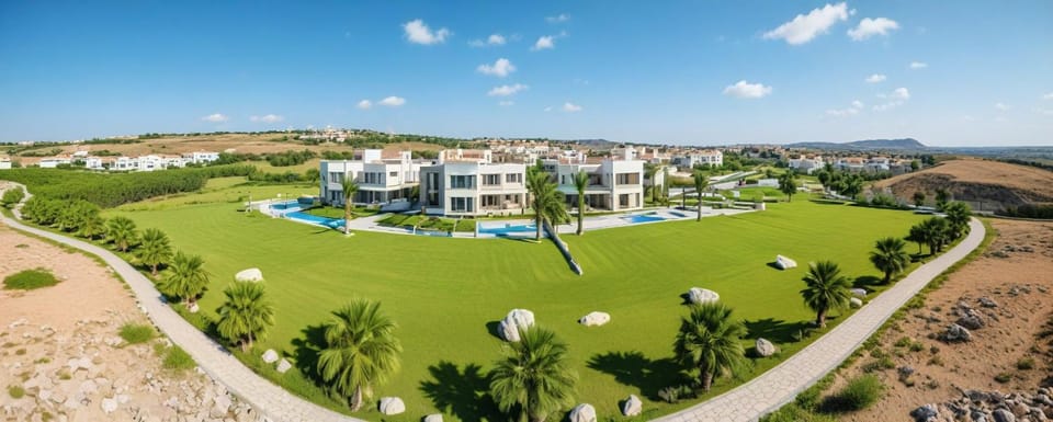 Property building, Nearby landmark, Spring, Day, Natural landscape, Garden view, Mountain view, Pool view, Swimming pool, Location