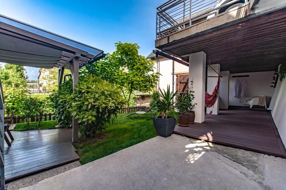 Property building, Patio, Day, Garden, View (from property/room), Balcony/Terrace, Garden view