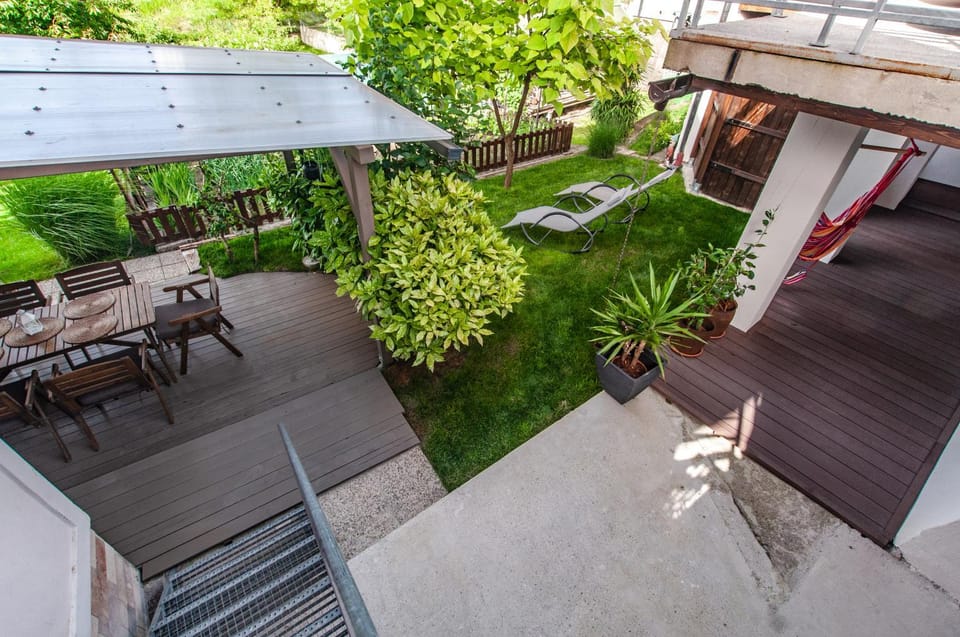 Property building, Patio, Day, Garden, View (from property/room), Balcony/Terrace, Garden view