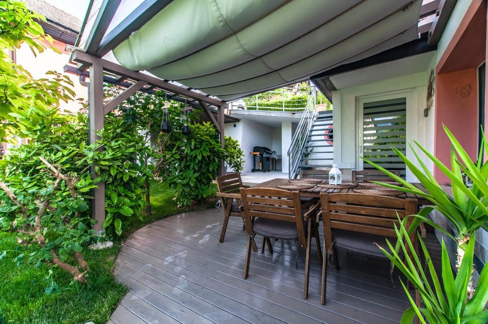 Property building, Patio, Patio, Day, Summer, View (from property/room), Balcony/Terrace, Balcony/Terrace, Dining area, Garden view