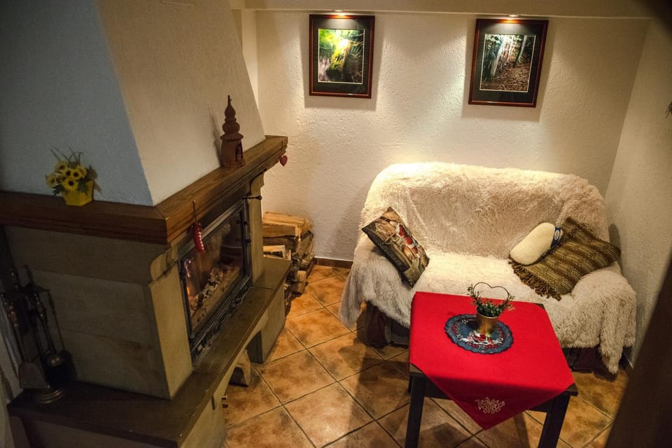 Seating area, fireplace
