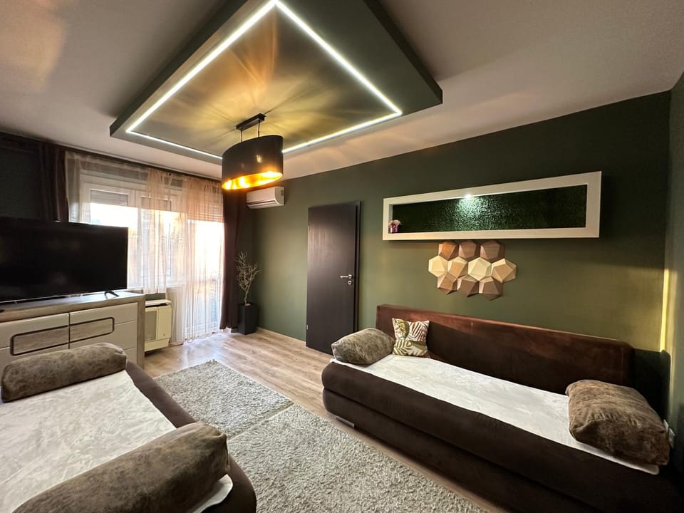 Bed, TV and multimedia, Living room, Photo of the whole room, Seating area, Bedroom