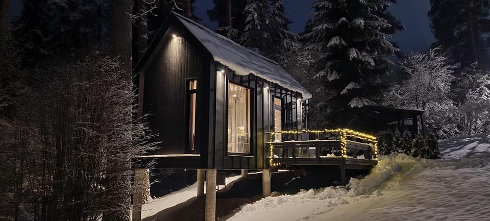 Property building, Patio, Night, Natural landscape, Winter, Balcony/Terrace