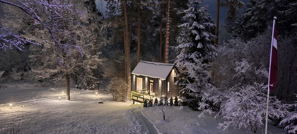 Property building, Night, Winter