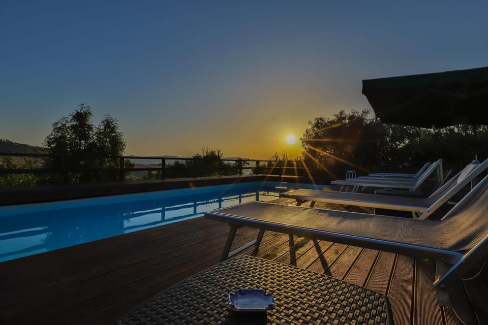 Natural landscape, Pool view, Swimming pool, Sunset