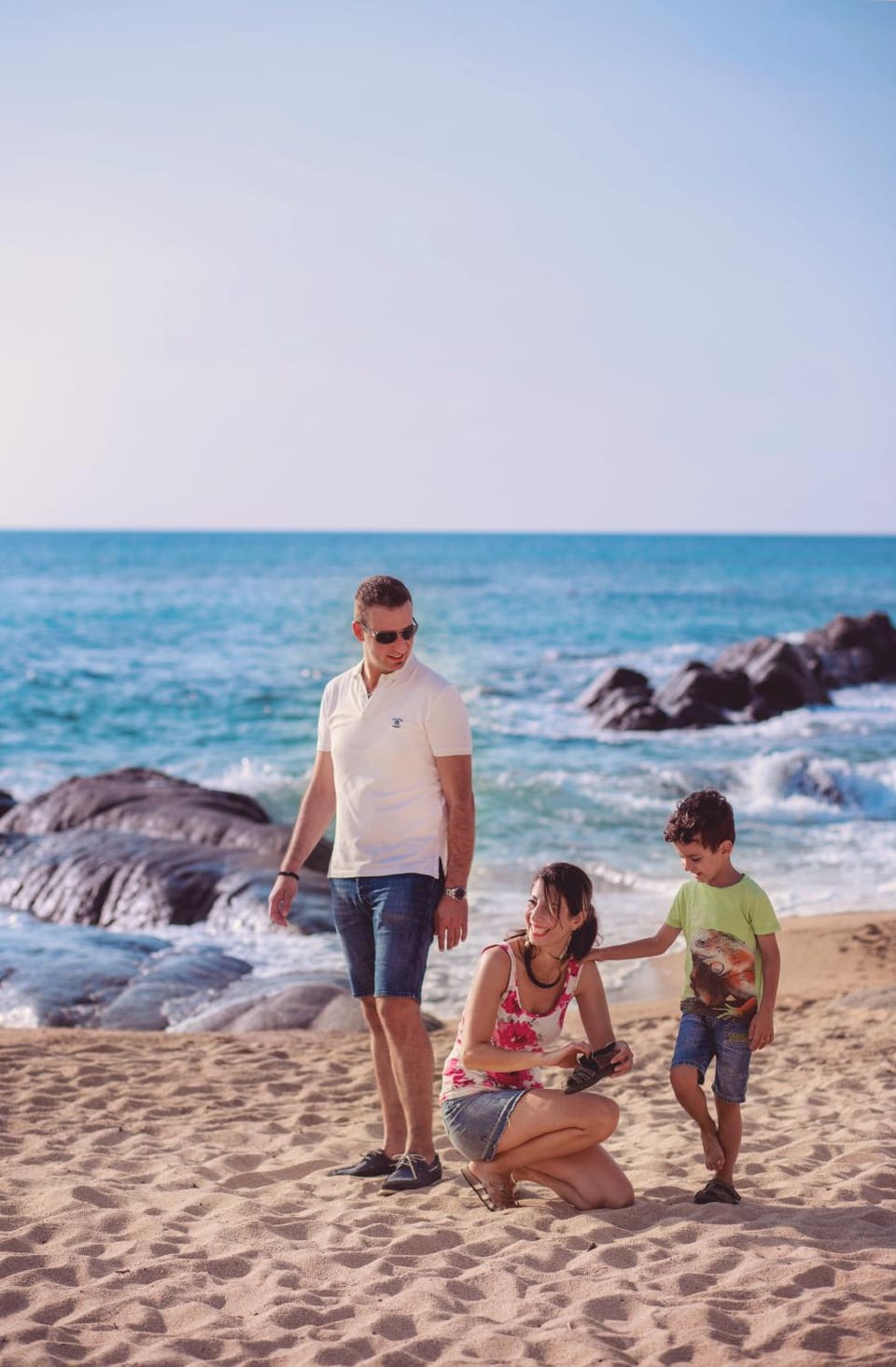 Natural landscape, Beach, Family
