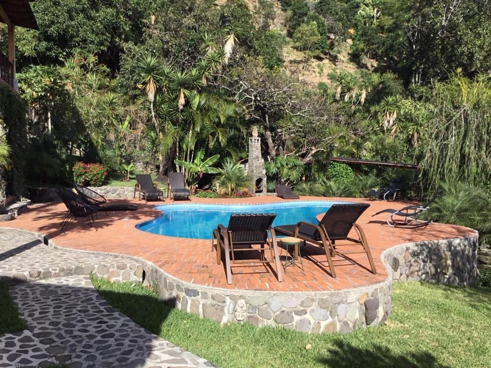 Patio, Garden, Seating area, Swimming pool