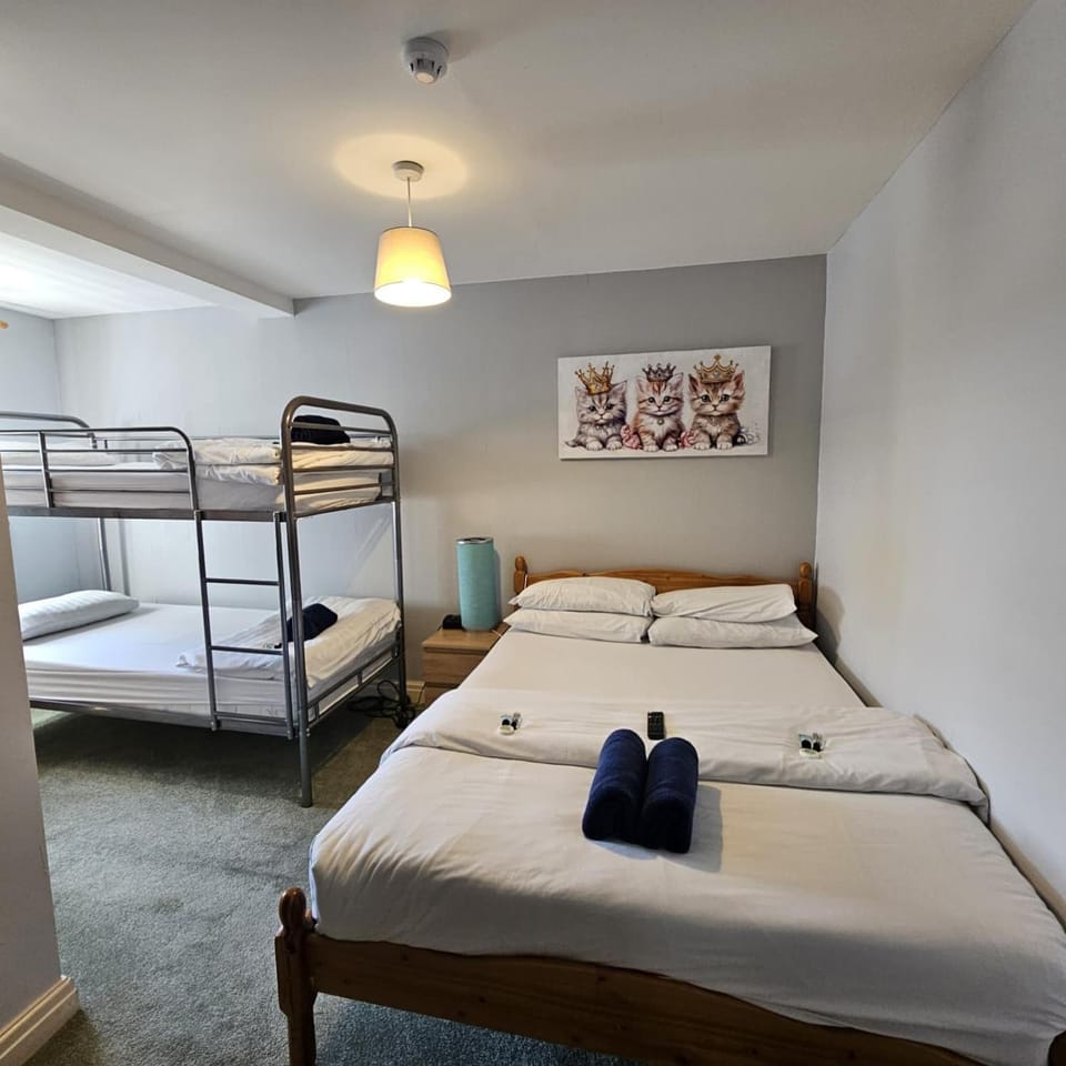Bed, Photo of the whole room, Bedroom, bunk bed, towels