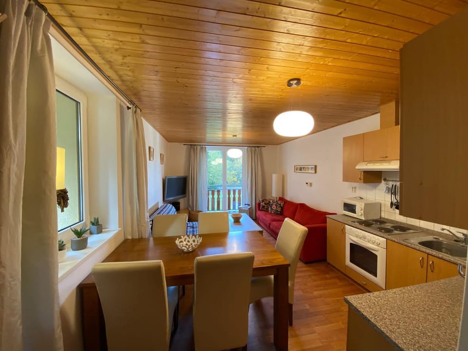 Kitchen or kitchenette, Living room, Dining area, oven, stove
