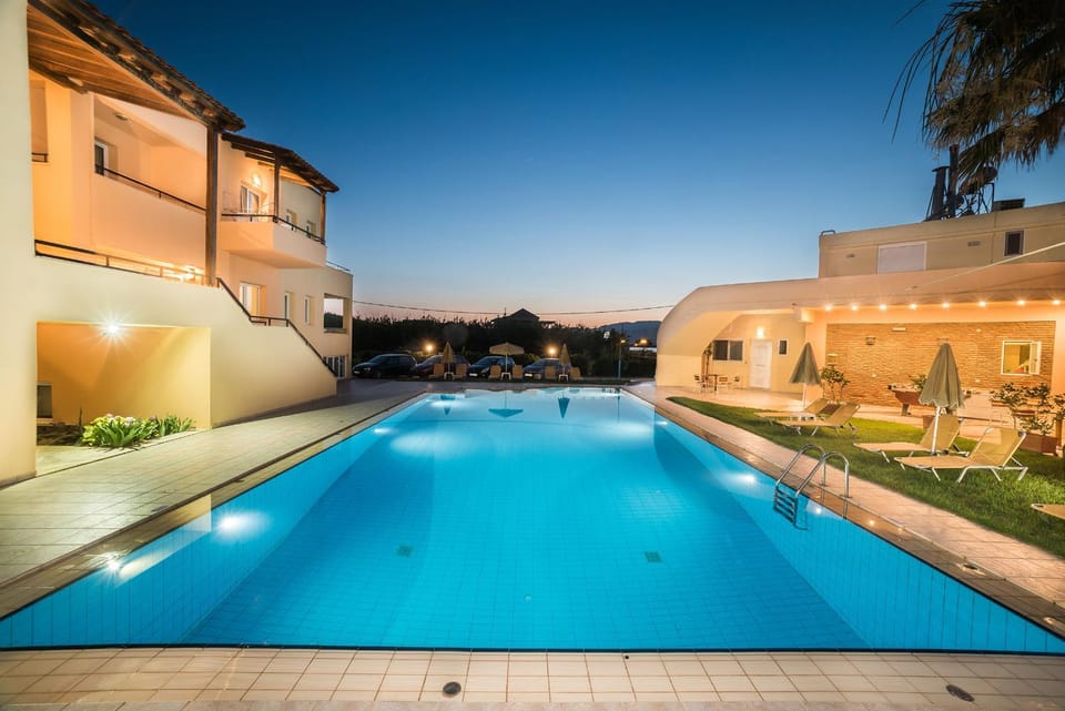 Property building, Summer, Swimming pool, Sunset