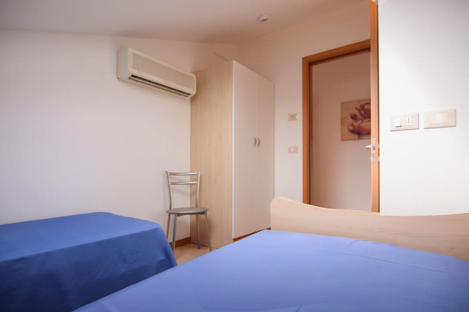Bed, wardrobe