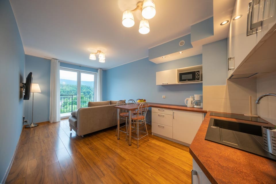 Kitchen or kitchenette, Living room, Seating area