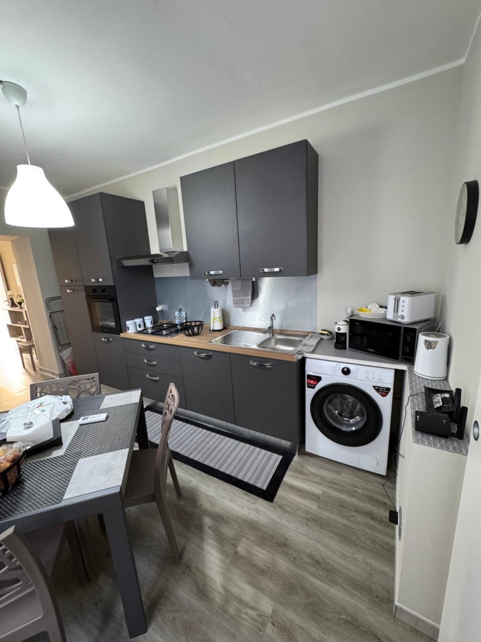 Kitchen or kitchenette, oven, stove, toaster