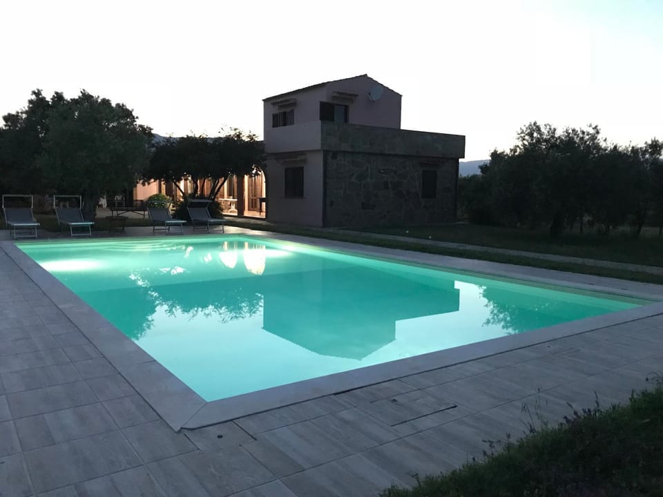 Property building, Swimming pool, Sunset