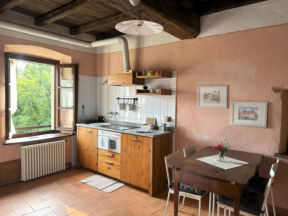 Kitchen or kitchenette, Dining area, stove