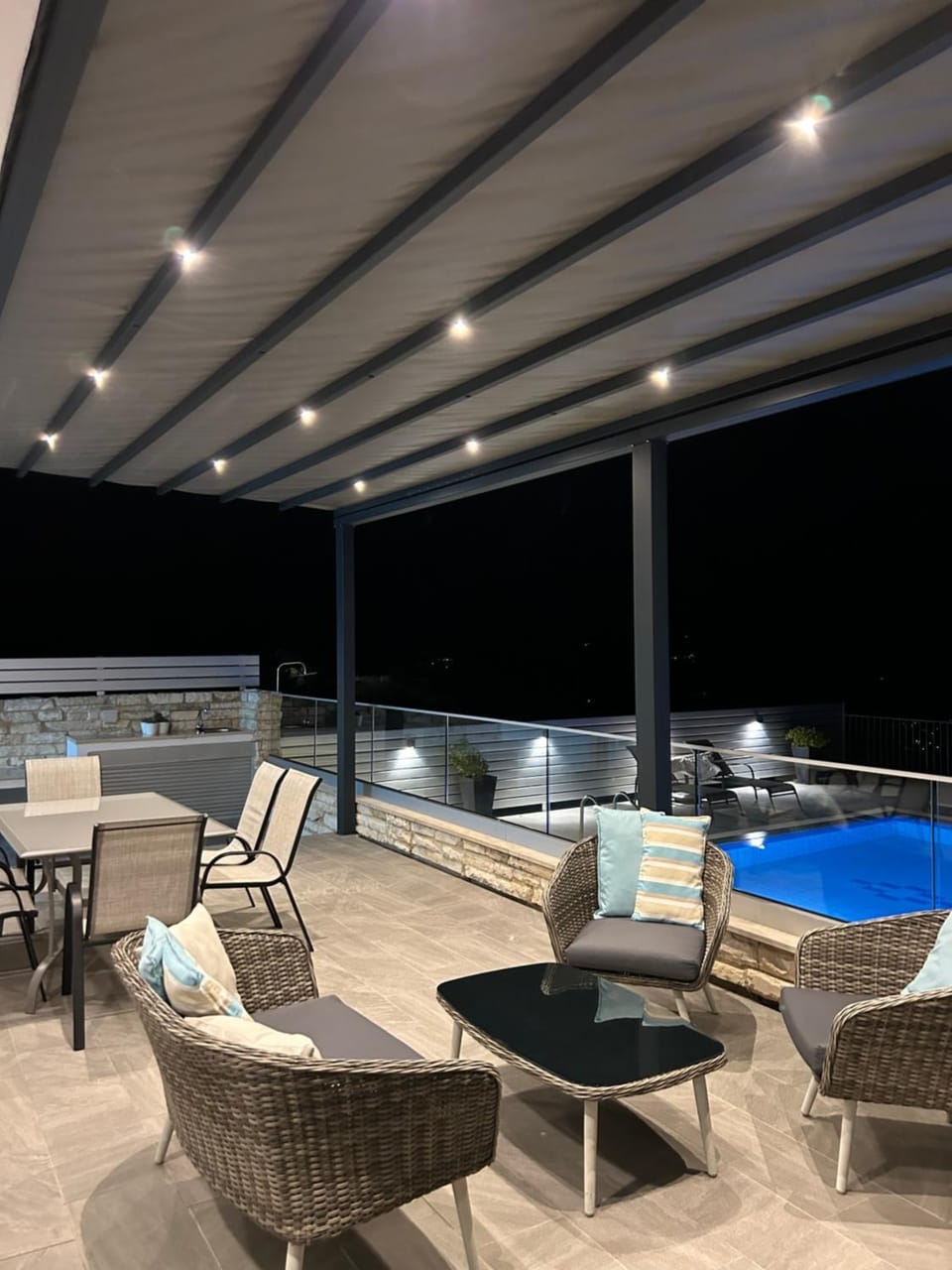 Patio, Seating area, Pool view