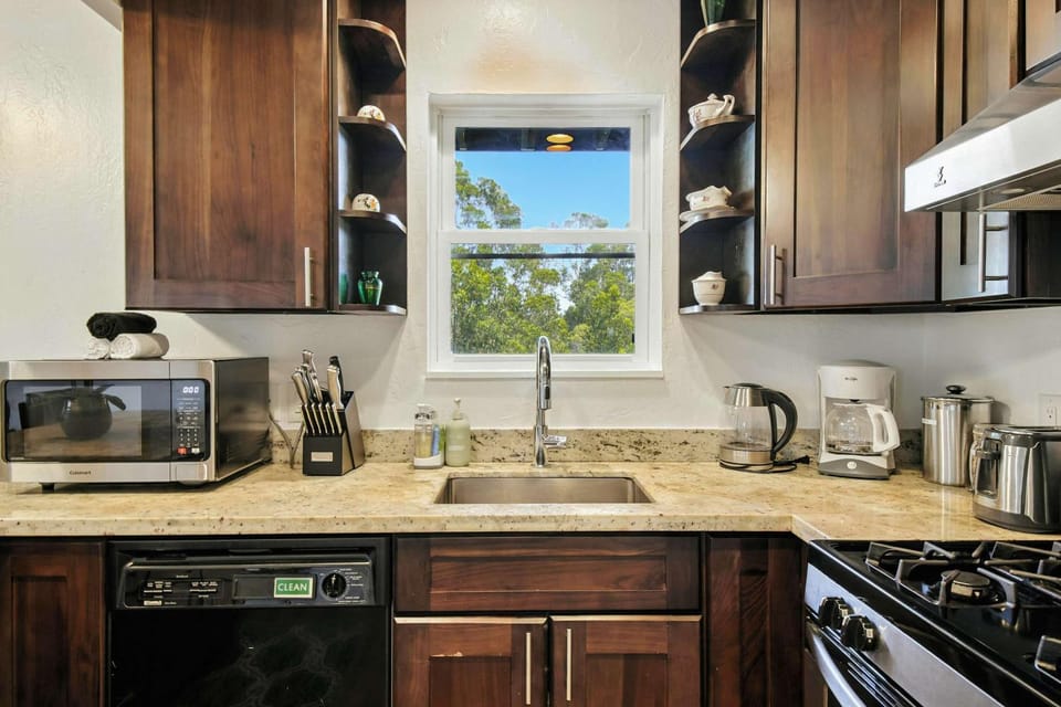 Coffee/tea facilities, View (from property/room), Kitchen or kitchenette, dishwasher, stove, toaster