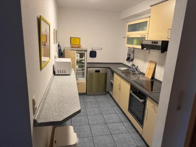 Kitchen or kitchenette, dishwasher, stove