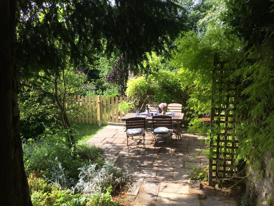 Patio, Natural landscape, Dining area, Garden view