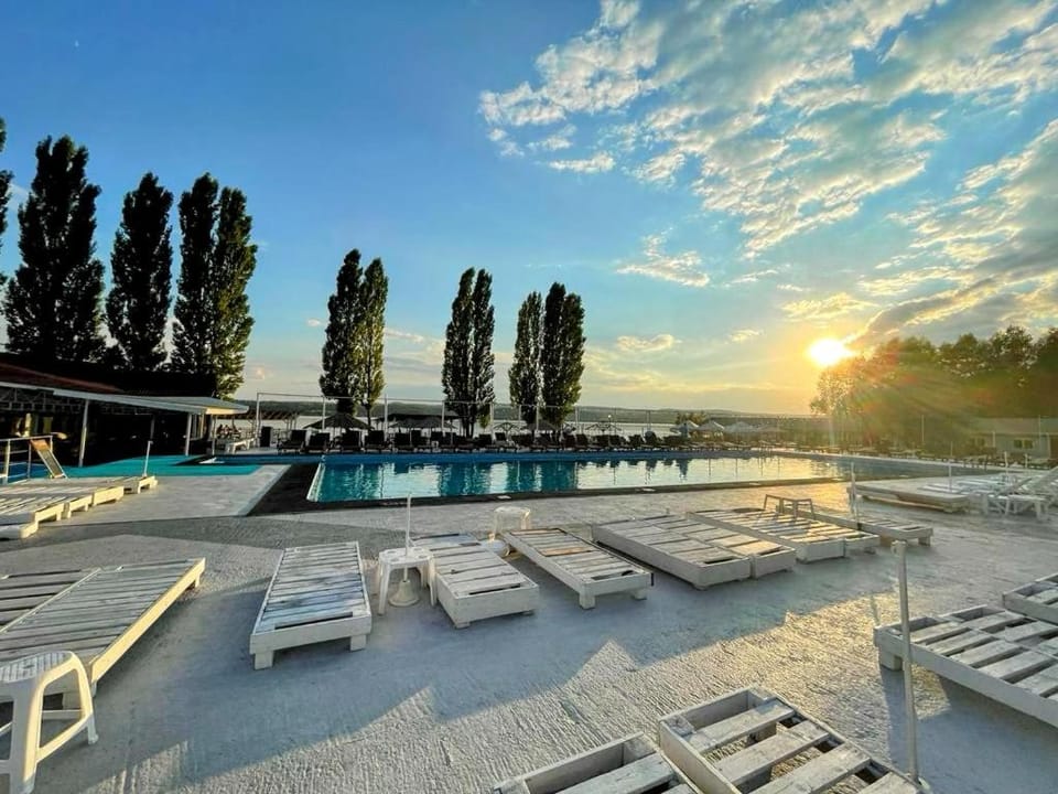 Lake view, Swimming pool, Sunset, sunbed