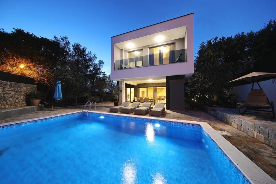 Property building, Swimming pool, Sunset