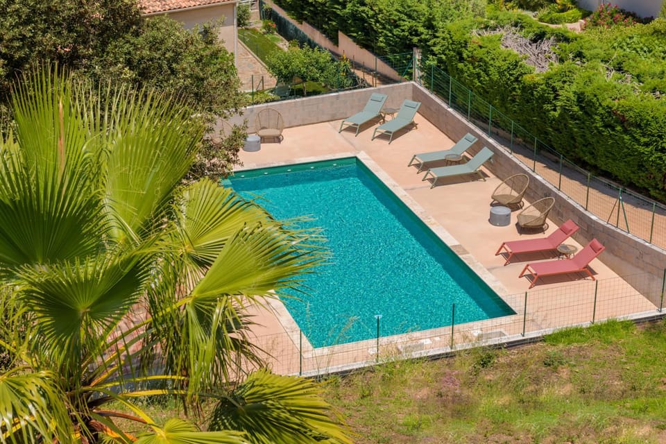 Swimming pool, sunbed