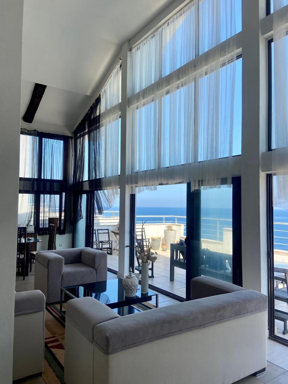 Living room, Seating area, Sea view