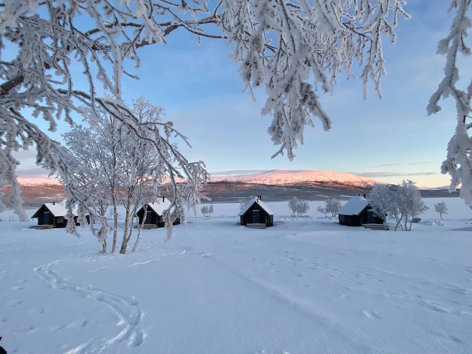 Property building, Winter, Lake view, Mountain view