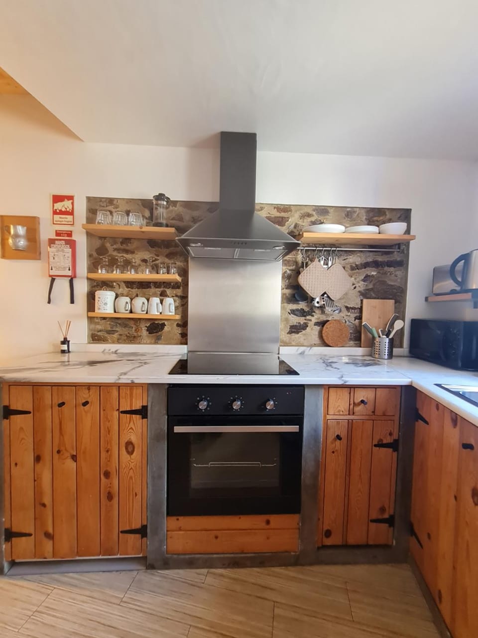 Kitchen or kitchenette, stove