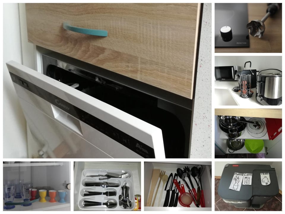 Kitchen or kitchenette, dishwasher, microwave