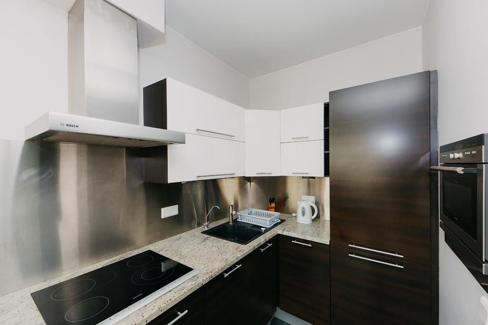 Kitchen or kitchenette, stove