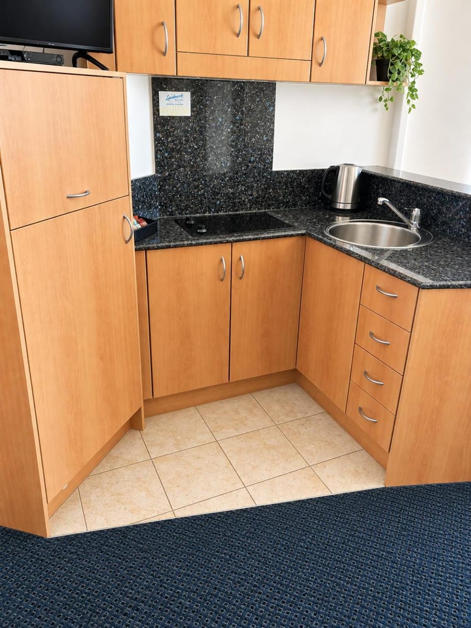 Kitchen or kitchenette, stove