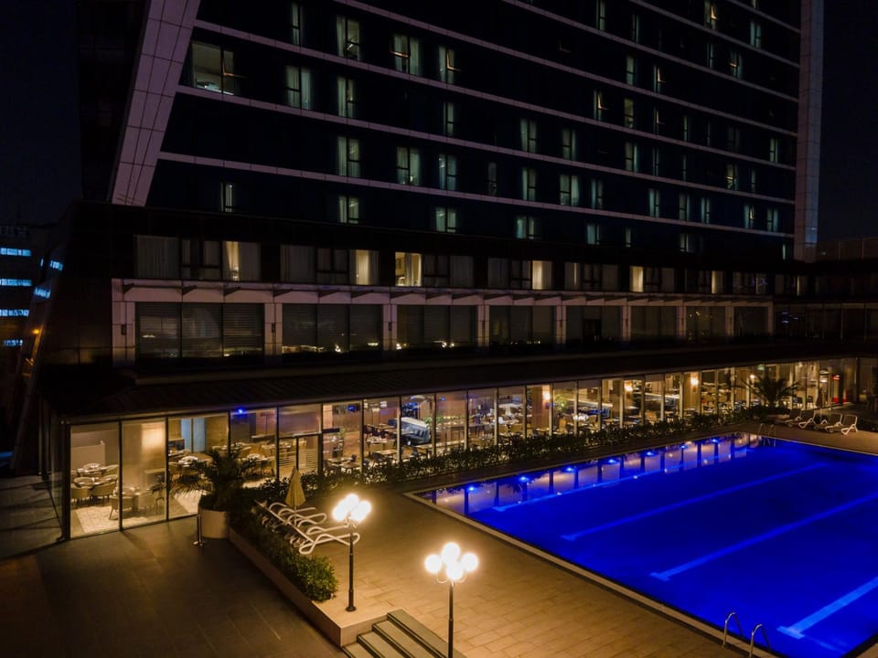 Property building, Night, Pool view