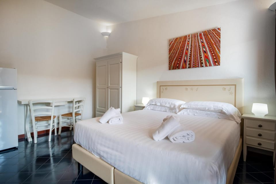 Bed, wardrobe