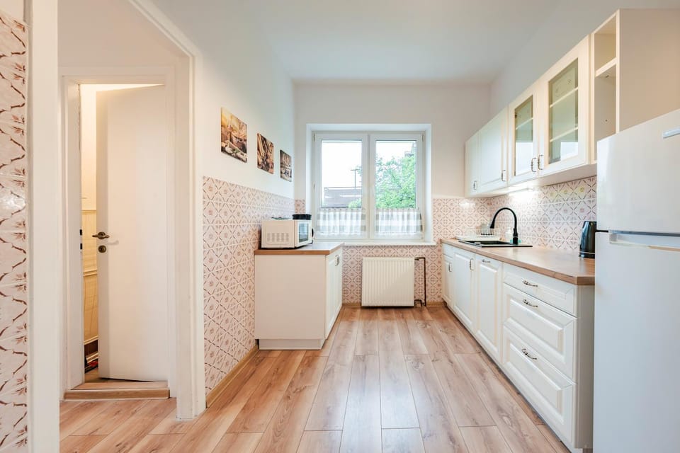 Kitchen or kitchenette, microwave