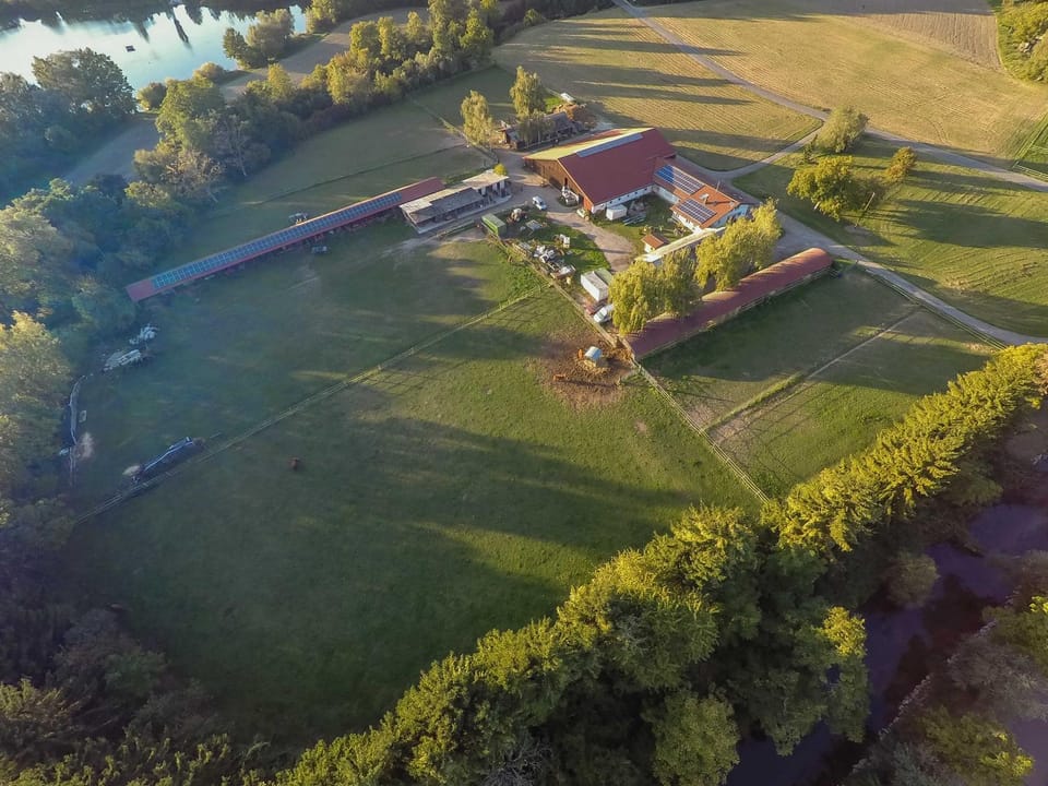 Property building, Natural landscape, Bird's eye view, Garden, Lake view
