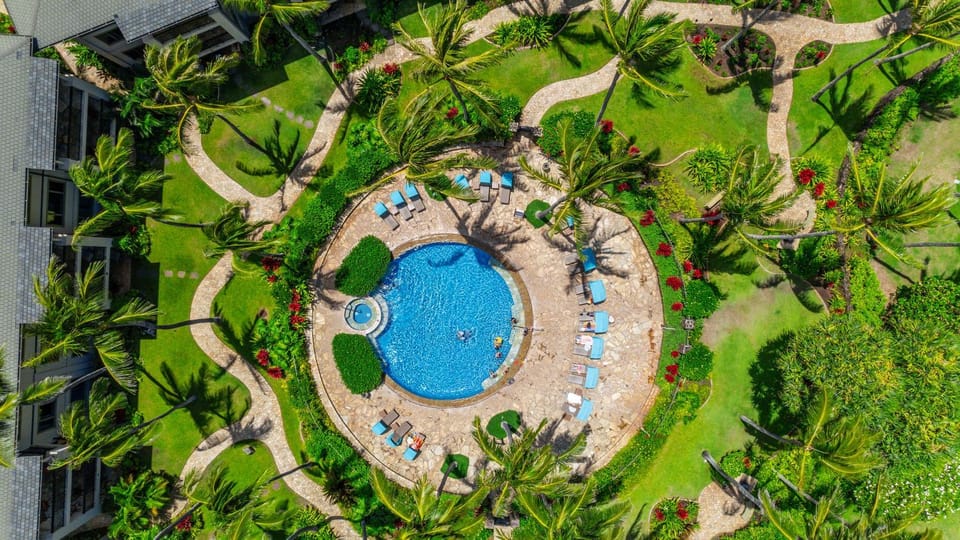 Swimming pool, sunbed