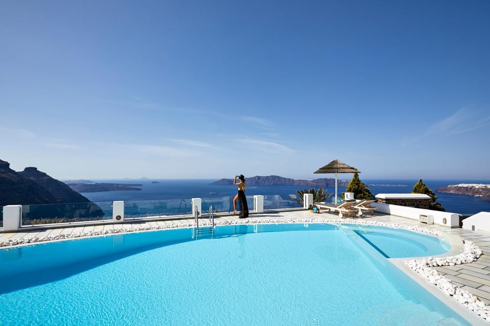 Nearby landmark, Natural landscape, Pool view, Sea view, Swimming pool, sunbed