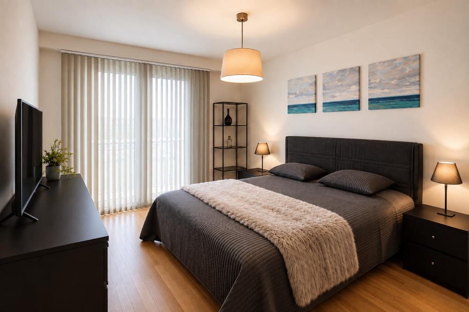 Bed, TV and multimedia, Photo of the whole room, Bedroom, towels