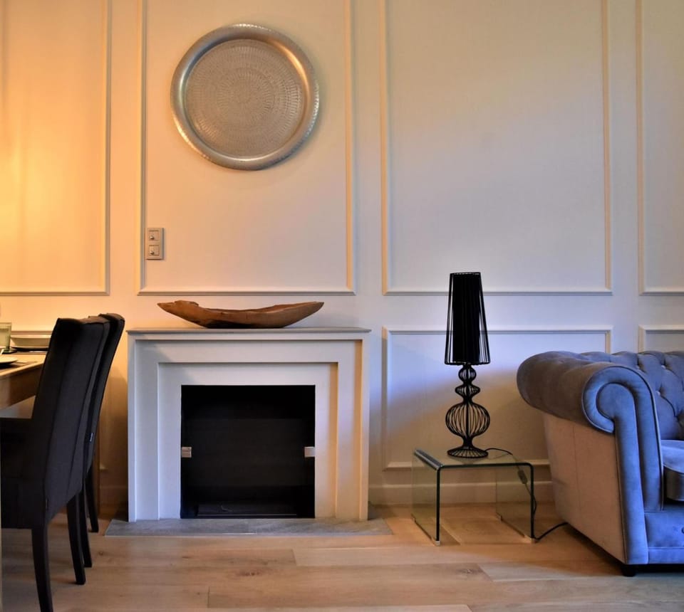 Dining area, fireplace, furniture